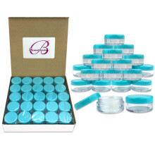 Beauticom (Aantal: 100 stuks) 5G/5ML ronde doorzichtige potten met blauwgroen hemelsblauwe deksels voor scrubs Oli? Toner Zalven Cr?es Lotions Make-u