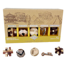 Project Genius Curated Collection Gift Set  5 Premium Wood & Metal Puzzles  3D Brainteaser Gift for Kids 8+  Teens  and Adults - True Genius Disassemb