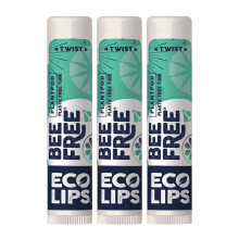 Balsamo per labbra vegano alla menta dolce di Eco Lips, confezione da 3 pezzi, senza api naturali, con cera candelilla, burro di cacao biologico