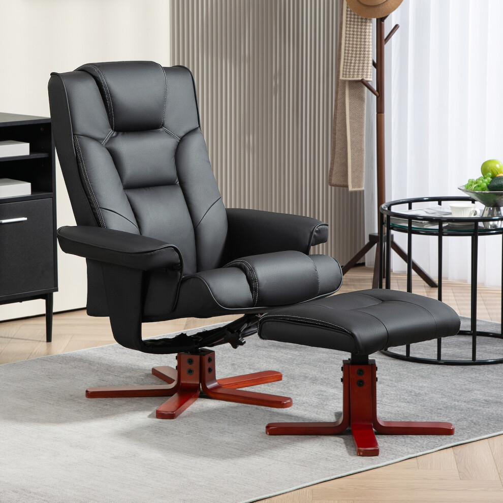 Homcom Reclining Armchair With Footstool And Adjustable Backrest, Black