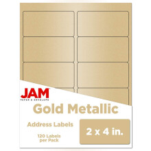 JAM PAPER Verzending Adreslabels - Standaard Verzend - 2 x 4 - Goud Metallic - 120/Verpakking