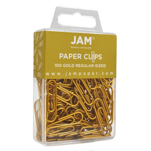 JAM PAPER Χρωματιστοί Κλασικοί Συνδετήρες - Κανονικοί 1 Ίντσα - Χρυσές 100/πακέτο 1