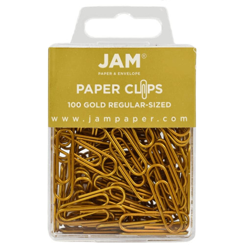 JAM PAPER Χρωματιστοί Κλασικοί Συνδετήρες - Κανονικοί 1 Ίντσα - Χρυσές 100/πακέτο