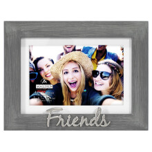 Malden International Designs 4x6 or 5x7 Friends Distressed Expressions Picture Frame Silver Finish Friends Word Attachment Gray Textured Wood Gra