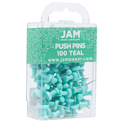 JAM PAPER Χρωματιστές Πινεζες - Τιρκουάζ Πινεζες - 100/Συσκευασία 1