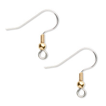 50 Stainless Surgical Steel Ball & Coil Fishhook Hook Earring Findings with Loop (Gold & Surgical Steel)