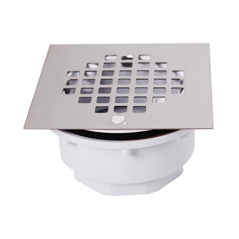 Westbrass 2"""" Sch 40 Pvc Shower Drains With 4-1/4"""" Square Cover Polished Chrome D206ps-26 747028453349