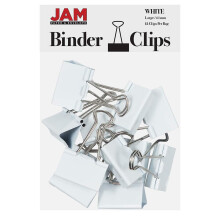 JAM PAPER Barevné spony na dokumenty - Velké - 1 1/2 palce (41 mm) - Bílé spony - 12/Ks