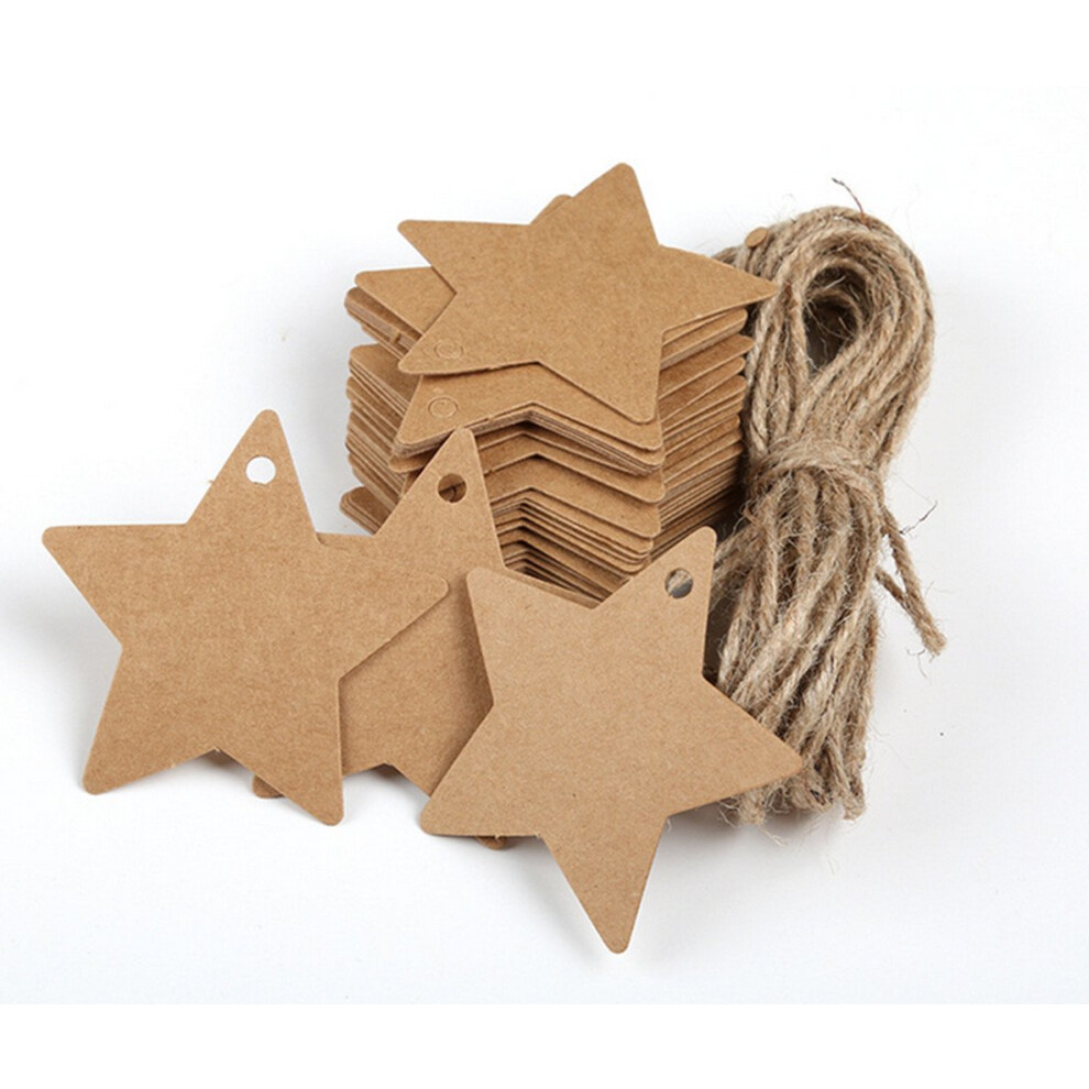 Tiquettes Cadeaux Guzon En Papier Kraft Marron En Forme D' Toile, 150 Pi Ces, Avec Ficelle De Jute Naturelle De 30 M Tres-image