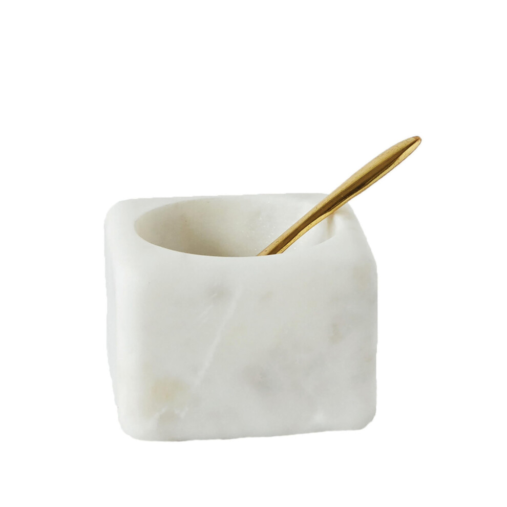 Creative Co-Op Square White Marble Brass Spoon (Set of 2 Pieces) Bowl  24 ounces-image-OPC-PFNSRX9-NEW