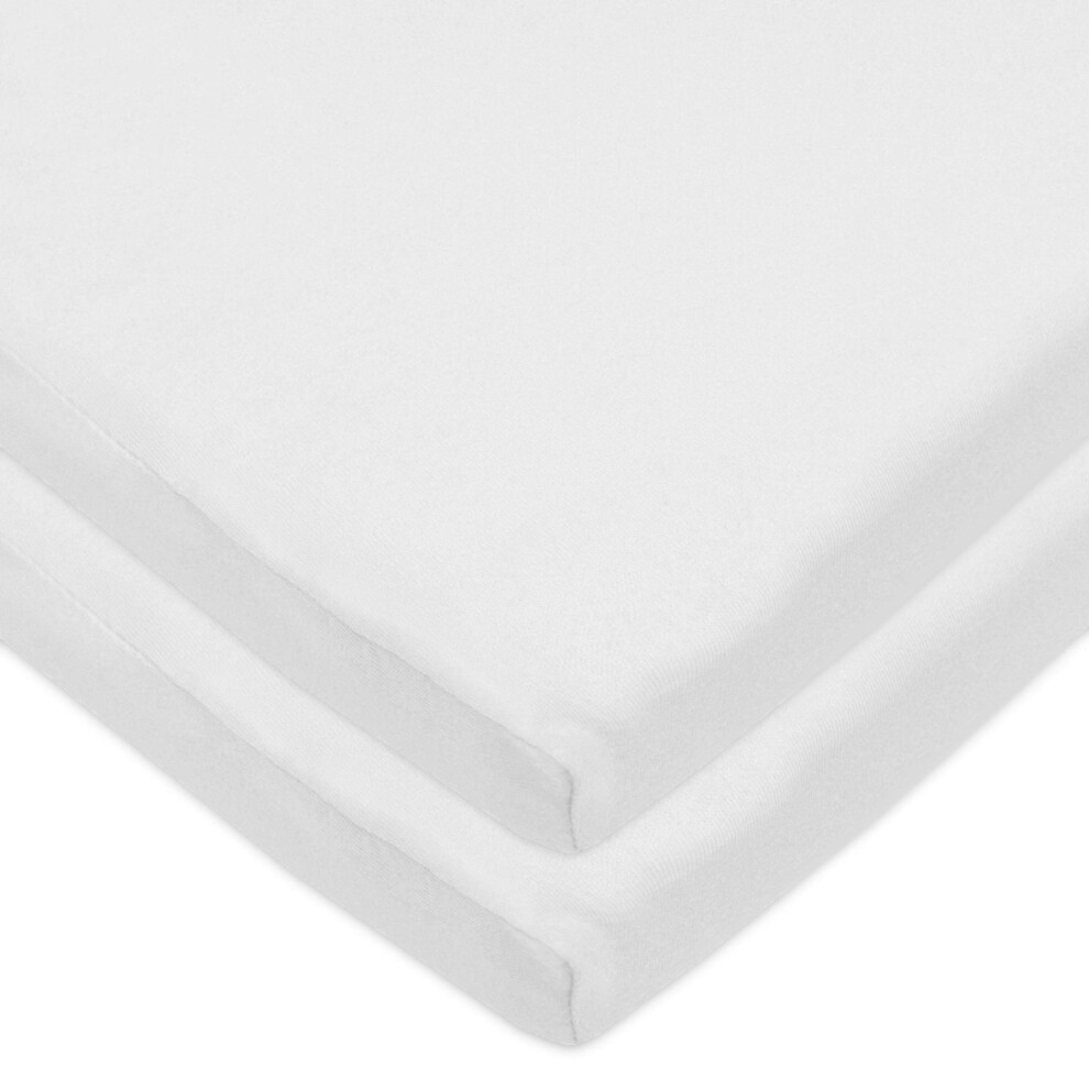 Drap-housse pour berceau American Baby Company 15"" x 33"" 100 % jersey de coton naturel, blanc, doux et respirant, pour gar   ons et filles, lot de 2