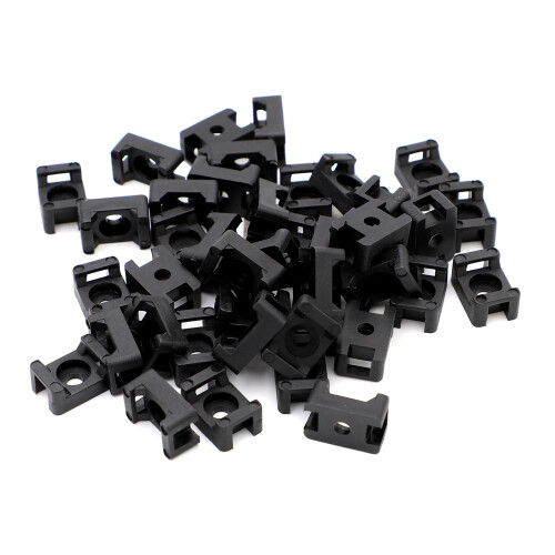iExcell 100 Pcs Black 4.5mm Cable Tie Base Saddle Type Mount Wire Holder