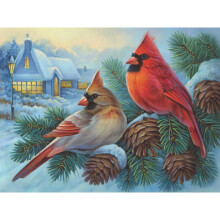 Bits and Pieces - 500 Piece Jigsaw Puzzle for Adults - Winter Cardinals - Birds in The Winter Jigsaw Puzzle by Artist Oleg Gavrilov Completed Pu