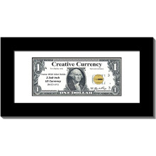 CreativePF [$4x9bk-w] Black First Dollar Frame with White Matting  Easel Stand and Wall Hanger Included