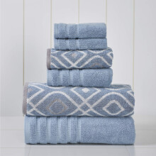 Fils modernes Amrapur  l'tranger 6 pices teintes de fil Oxford Stripe Jacquard / Solid Ultra Soft 500gsm 100% de serviette en coton peigne [Bleu]