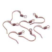 Kissitty 100 pcs ro?u de cupru alama stiluri franceze crlige de cercei de pe?te 15 mm par?i plate laterale plate cu urechi cu o bucla de 2 mm pe