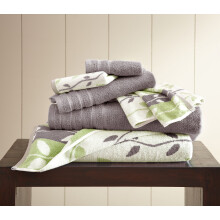 Fils modernes Amrapur a l'etranger 6 pieces Vines biologiques teintes de fil Jacquard / Solid Ultra Soft 500gsm 100% de serviette en coton peigne