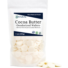Znatural Raw Cocoa Butter Deodorized Food Gate | 100% czysty prime-pressed | DIY balsam kremowy kremowy glos na linie. (Dezodoryzowane wafle od 1