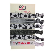 SportyBella voetbal haaraccessoires - geen vouw elastische haarelastiekjes ideaal cadeau voor meisjesvoetballers (6 stuks)