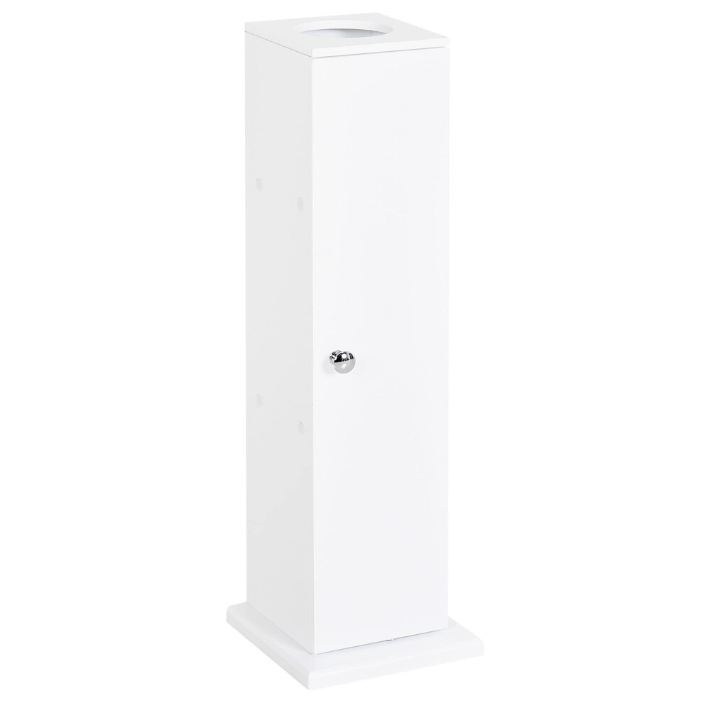 HOMCOM Toilet Paper Cabinet  Small Bathroom Corner Floor Cabinet with Doors and Shelves  Thin Storage Bathroom Organizer for Paper Shampoo  White