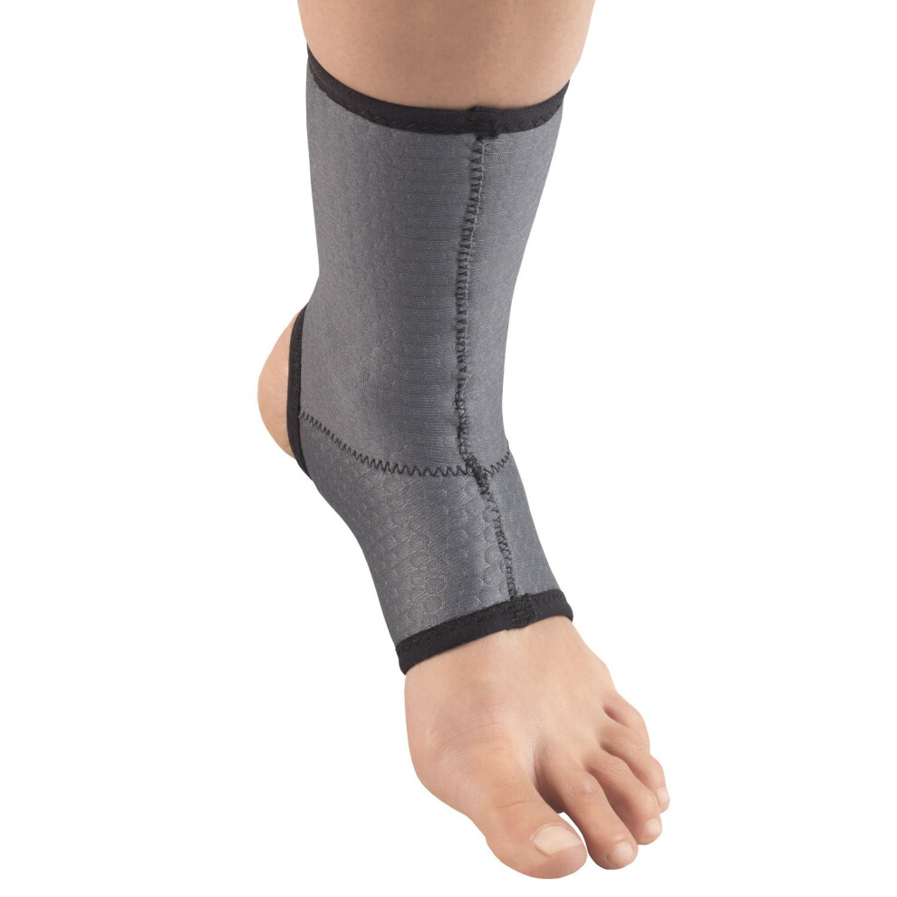 Champion Ankle Brace  Open Heel  Lightweight Support  Airmesh Fabric  Grey  Large