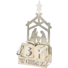 Primitives by Kathy Weihnachts Countdown Holzblock Set, Krippe, rot, weiß, schwarz, 3-teilig