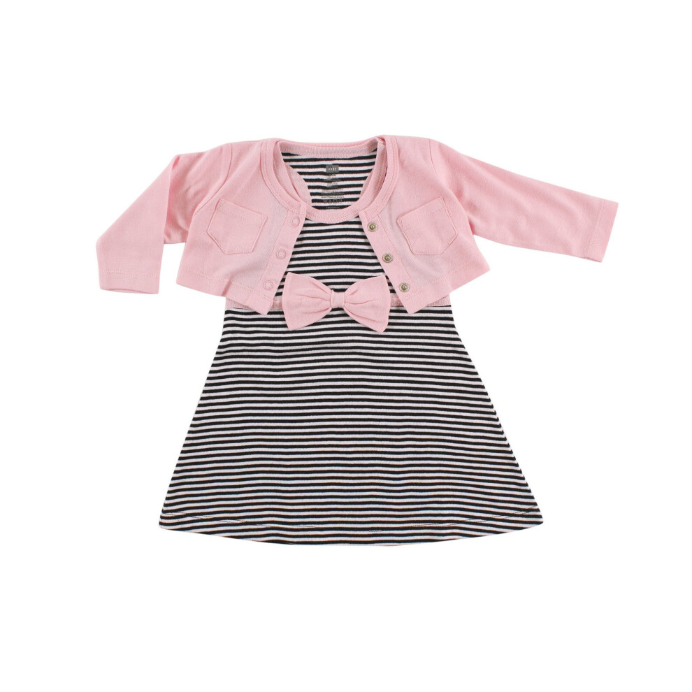 Ensemble cardigan en coton Hudson Baby pour b   b    et petite fille, robe d   contract   e, rose clair et noir, de 0     3 mois (   tats-Unis)