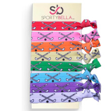 Meerkleurige meisjes hockey haaraccessoires zonder vouw paardenstaarthouders met hockeystickontwerp (8 stuks) - van SPORTYBELLA