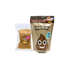 De originele zak met Poo Poop Emoji (bruine suikerspin) voor nieuwe Poop Gag-cadeaus