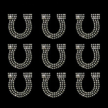 Set med 9 Horseshoe Cowgirl Western Sparkly Bling Iron On Rhinestone Crystal T-Shirt Transfers frn JCS Rhinestones