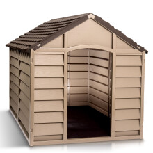 Starplast Large Dog Kennel: 1 Outdoor Plastic Pet House Weather & Water Resistant Easy to Assemble 33.8 x 33.1 x 32.3 Inches 2 Color Options 50-70