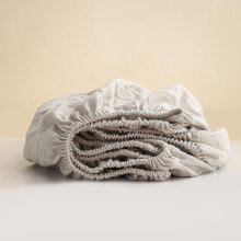 King Linens 100% Linen Fitted Sheet Stone Washed Solid Color - (1 Piece) 14 inch Deep Pocket Mattress Cover Soft Natural Breathable Farmhouse - Linen