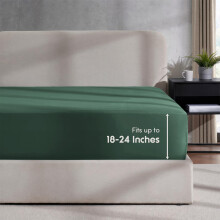Lençol Ajustável Twin Verde Escuro para Crianças, Com Bolso Extra Profundo, Microfibra 1800