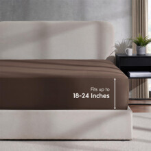 Lençol Ajustado Twin Nestl Brown, Com Bolso Extra Profundo, 1800 Microfibra, Ultra Macio