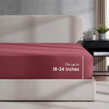 Lençol Ajustável Nestl Burgundy Twin XL, Com Bolso Extra Profundo, Microfibra 1800