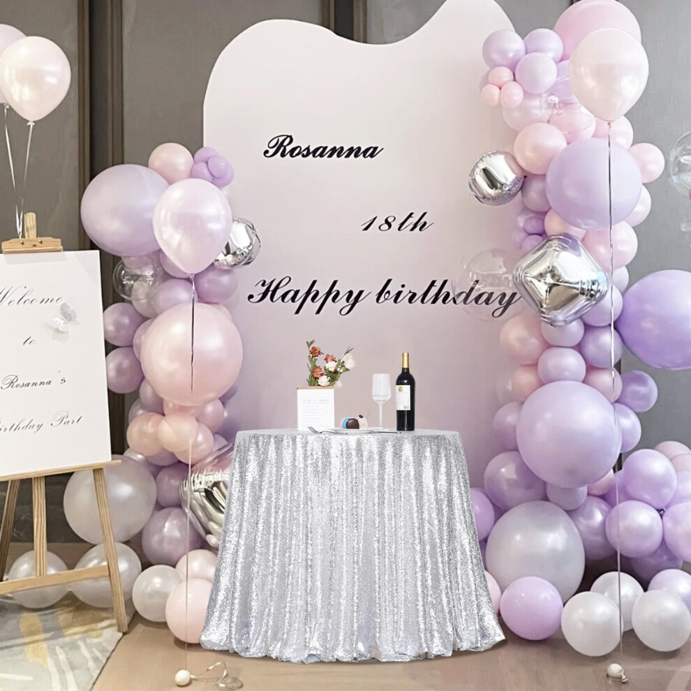 PartyDelight Sequin Tablecloth  Christmas Tree Skirt  Round  50""""""""  Silver-image-OPC-PFR5XHV-NEW