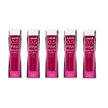 Uni NanoDia Colour Druckbleistiftminen, 0,5 mm, Rosa, 5er-Pack/insgesamt 100 Minen, Vorteilsset