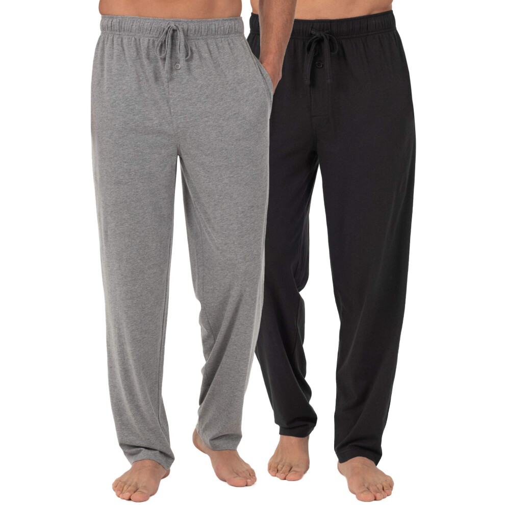Fruit of the Loom Men's Extended Sizes Jersey Knit Sleep Pant (2-Pack)  Black/Grey  Large