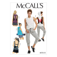 McCall's Patterns Pullover Tops With Back Variations And Pull-On Shorts And Pants With Elastic Waist