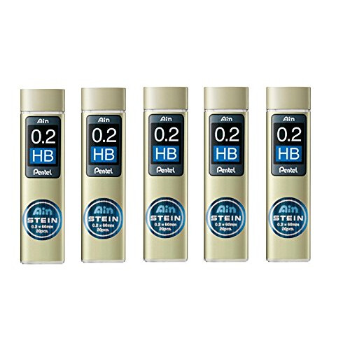 Pentel Μηχανικοί Μολύβια Pentel Ain 0.2mm HB, Σετ 5 τεμαχίων/100 μολύβια συνολικά