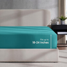 Lençol Ajustado Nestl Teal Twin para Crianças, Extra Profundo, Tamanho Twin, 1800 Microfibra