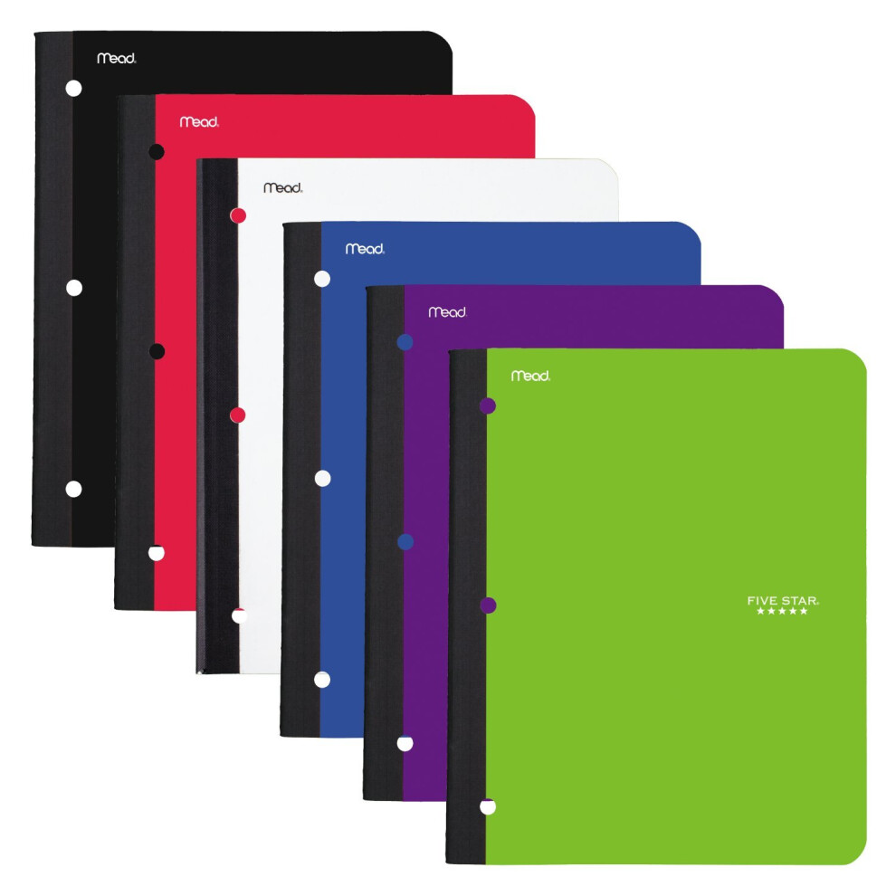 Five Star Bound Notebooks with Pocket  1 Subject  College Ruled Paper  80 Sheets  11"""" x 8-1/2  Assorted Colors  6 Pack (38022)-image-OPC-PFMSVJZ-NEW