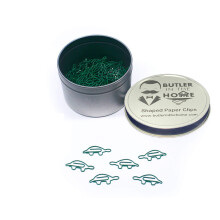Butler in the Home Broklammern in Schildkrtenform, ideal fr Broklammersammler oder als Brogeschenk  wird in runder Dose mit Deckel und Geschenk