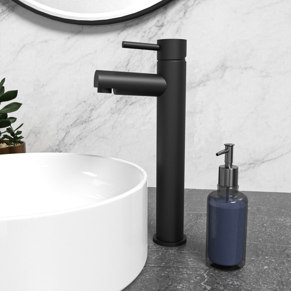 Nes Home Matte Black Brass Basin Mono Mixer Single Lever Tap & Waste