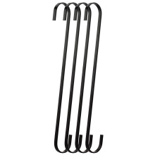 RuiLing 4-pack 16 inch zwart verchroomd staal hangende platte haken - S-vormige haak Heavy-Duty S-haken voor keukengerei gebruiksvoorwerpen planten h