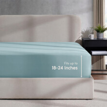 Nestl Extra Deep Pocket Full Fitted Sheet Light Blue Full Size Fitted Sheet Only 1800 Microfiber Fitted Bed Sheet Ultra Soft Full Bed Fitted Sheet
