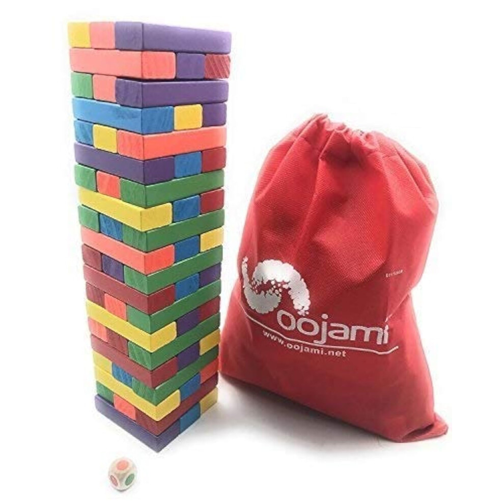 Oojami Jeu de soci  t   en bois pour enfants, 60 pi  ces avec sac de rangement, jeux de correspondance des couleurs pour enfants et familles