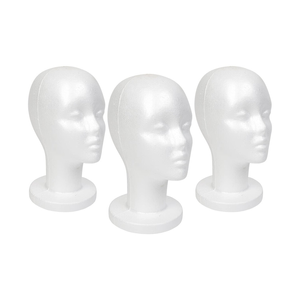 Studio Limited Styrofoam Mannequin Head White Foam Wig Head Display (3 Pack)