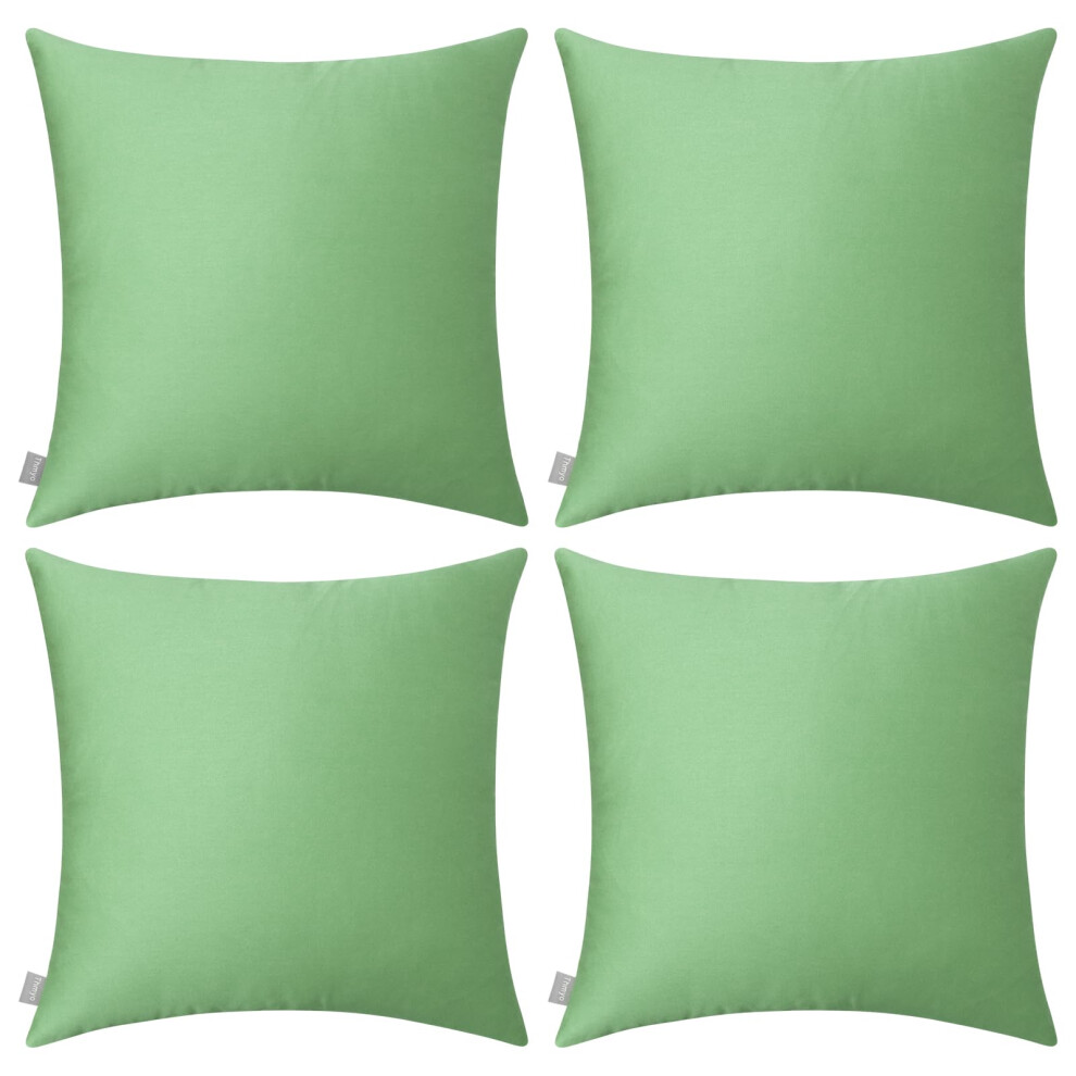 Thmyo Lot de 4 taies d'oreiller d   coratives 100 % coton, confortables et solides, carr   es,     sublimation, pour canap    (45 x 45 cm, vert sauge)