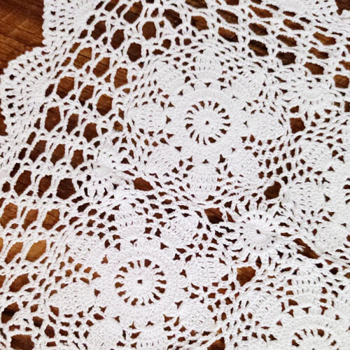 Laivigo Toalha de Mesa de Renda de Algodão Crochê Feita à Mão, 19 Polegadas, Branca 1